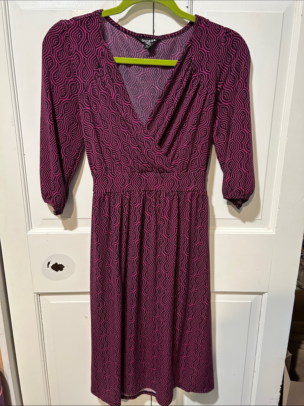 George Purple Patterned Midi Wrap Dress